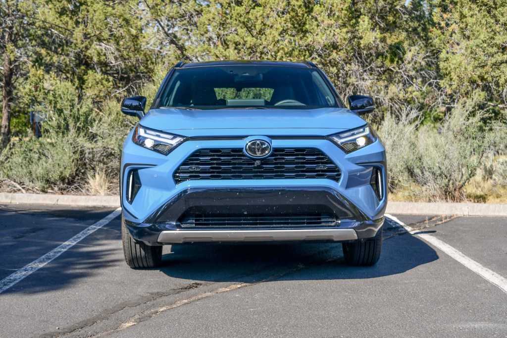 The very front end of the 2025 Toyota RAV4 XSE Hybrid