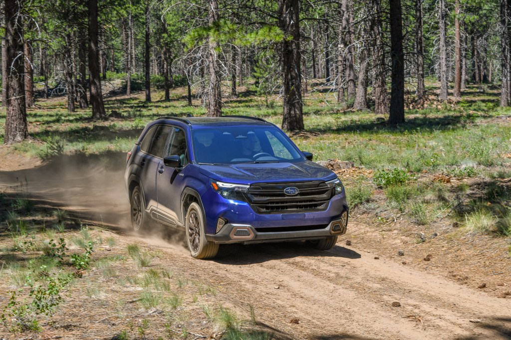 The front end of the 2026 Subaru Forester Sport Hybrid off-road