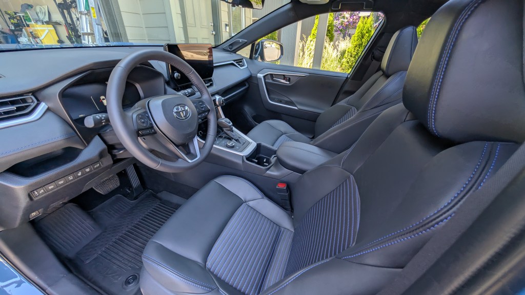 The interior of the 2025 Toyota RAV4 XSE Hybrid